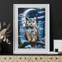 DIY Cross stitch kit  "Keeper of Wisdom. Owl", Needlepoint Kit, long stitches,  counted cr