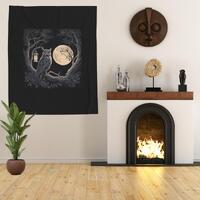 Dark Academia Owl Blanket: Gothic Moon Lantern Plush Throw
