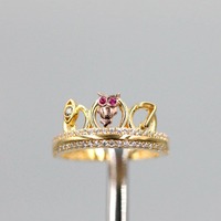 14K Gold Owl Crown Ring: Seven Eye Motif, Protection Jewelry