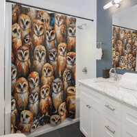 Whimsical Forest Owl Shower Curtain, Cozy Bathroom Decor, Nature Lover Gift, Kids Room, Fall Home Ac