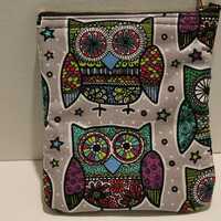 Handmade Owl bag upcycled denim interior