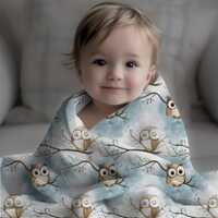 Nursery Blanket, Baby Blanket, Owl Blanket, Velveteen Microfiber Blanket, Woodland Baby Shower Gift