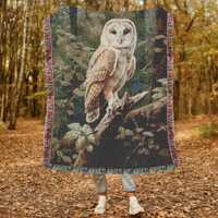 Forest Owl Woven Blanket Cottagecore Tapestry Woodland Woven Blanket Barn Owl Woven Throw Blanket Co