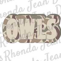 Old School Camo OWLS PNG, Mascot, Team, School Spirit Shirt, Digital File, Boys Mens T-shirt Design,