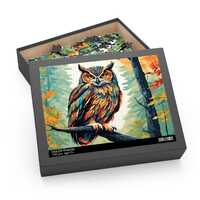 Majestic Owl Jigsaw Puzzle, Jungle Owlie , Family Fun Game Night Activity, Wildlife Animal Lover Gif