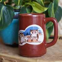 Vintage Stoneware Owl Mug: Family of Four, Large Coffee Mug