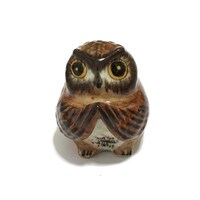Miniature Animals Ceramic Brown Color Owl Bird Ceramic Hand painted
