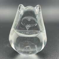 Vintage Art Glass Owl Figurine - FM Konstglas Ronneby Sweden