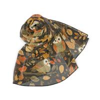 Woodland Owl Chiffon Scarf, Autumn Vibes, Cozy Fall Accessory