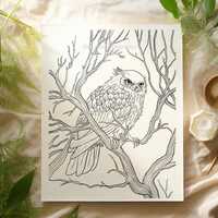 Owl Spirit Animal Coloring Page | Mystical Nature Digital Download | Relaxation & Art Therapy