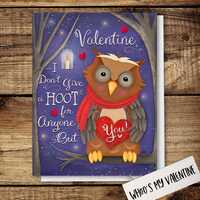 Owl Valentine Card – Cute Greeting Card by Lori Nawyn