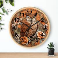 Vintage Owl Round Wall Clock, Owl Clock, Unique Home Decor, Boho Wall Decor, Floral Owl Modern Clock