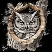 Laser Burn PNG of an Owl in a tree | Engrave | Laser Ready | Digital Design File | Owl | Tree | 3D I