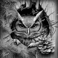 Laser Burn PNG of an Owl in a tree | Engrave | Laser Ready | Digital Design File | Owl | Tree | 3D I