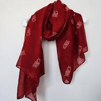 Owl Scarves Owl Print Scarf Red Scarf Shawl For Women Fall Autumn Winter Gifts