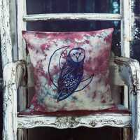 Tie Dye Owl Pillow Cover, Boho Throw Pillow Cover, Witchy Cottagecore Decor, Woodland Home Accent, H
