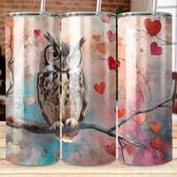 OWL Valentine Tumbler Wrap DIGITAL Instant Download Png File, 20 oz 20oz Skinny Straight Design, Sub