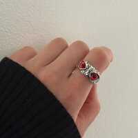 Owl Eyes Statement Ring, Animal Ring, Punk Owl Ring, Adjustable Ring, Chunky Ring, Gothic Ring, Goth