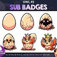 9 sub badges Owl Emotes Bundle Pack - Twitch, Youtube, Discord | Owl | Cute Twitch Emotes for Stream