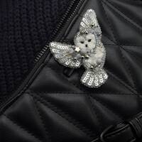 Embroidered Owl Brooch: Handmade Beaded Bird Pin