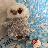 Owlette the grey and white white owl 6” beanie boo with loose tag