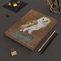 Personalized Journal with Barn Owl. Creative Writing, Diary, Bird Lover Gift, Gift for Writers, Cust