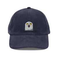 Funny Owl Embroidered Vintage Style Corduroy Cap | Cute Snowy Owl Hat, Bird Lover Cap Embroidery, Wh