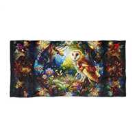 Stained Glass Owl Beach Towel 2024© Vibrant Colorful Design, Perfect for Beach Lovers, Summer V