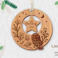 Owl ornament laser cut file, ornament DIGITAL DOWNLOAD FILE