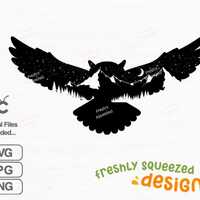 Owl Decal design, Sitka Tree Silhouette, Westcoast Designs, Owl silhouette, SVG PNG JPG files, Car d