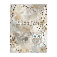 Velveteen Microfiber Blanket, Personalized Baby Owl Gift, Baby Shower Blanket, Two-Sided Print, Soft