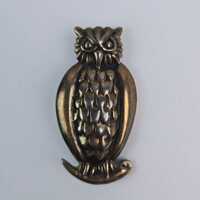Sterling Silver Puffy Wise Owl Perched Brooch Mexico 2.25" tall Hollow