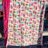 Owl minky baby blankie