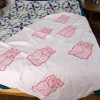 Vintage handmade owl rick rack baby blanket