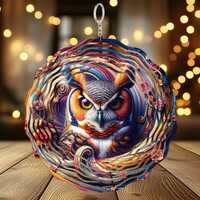 Wind Spinner PNG- Owl Wind Spinner, Outdoor Garden Wind Spinner Decor, Windspinner Gift, Sublimation