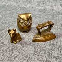 Brass miniatures owl iron dog / price is per piece