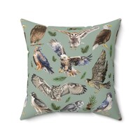 Birds of Prey Square Pillow Owl Hawk Eagle Owls Couch Throw Pillow Ornithologist Gift Great Horned B