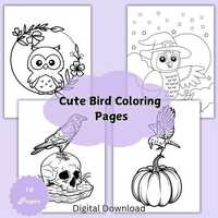 Cute Bird Coloring Pages | Owl Coloring Pages | Crow Coloring Pages | Halloween Coloring Pages for K