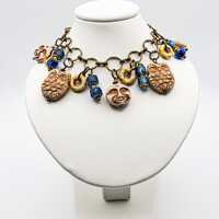 Boho Owl Charm Bracelet: Czech Beads, Bronze Chain