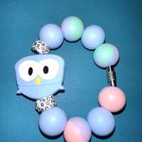 Custom Beaded Owl Cup Charm Pastel Color Gradient