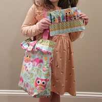 Owl Ruffle Tote and Crayon Caddy