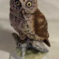 Vintage Lefton China K W 866 Owl Figurine Great Horned Owl