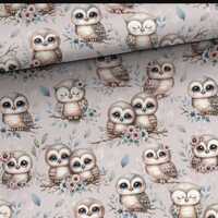 Owls in forest Premium Cotton/Jersey/Jersey,Sweatshirt babies forest woodland fabric, owls fabric co