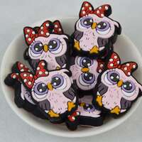 Cartoon Owl Animal Focal Silicone Beads,DIY Pen Loose Bead,Gifts Charms Beads,Jewelry Accessories,Cr