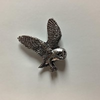Barn Owl Silver Pewter Pin Badge (T) - Reduced
