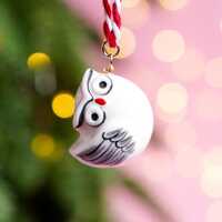 Handmade Snowy Owl Ornament: Ceramic Christmas Decoration