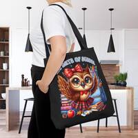 100 Days of School Owl Coquette Tote Bag, Student Teacher Bookbag, School Event Party Favor Gift, Sc