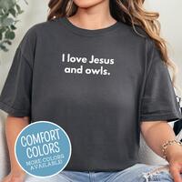 Christian Owl Shirt, I Love Jesus & Owls, Trendy Comfort Colors, Owl Tshirt, Owl Lover Gift Idea