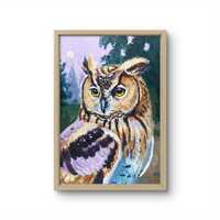 Majestic Night Owl - Hand-Painted Owl Artwork - Painting - Acrylic Bird Painting - Handcrafted