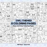 Owl Coloring Pages: Easy Relaxation Art for Adults & Kids (PDF Download)